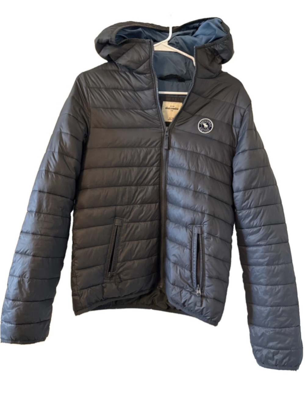 Abercrombie Kids Navy Puffer Jacket Zip Front XL Boys Nylon
